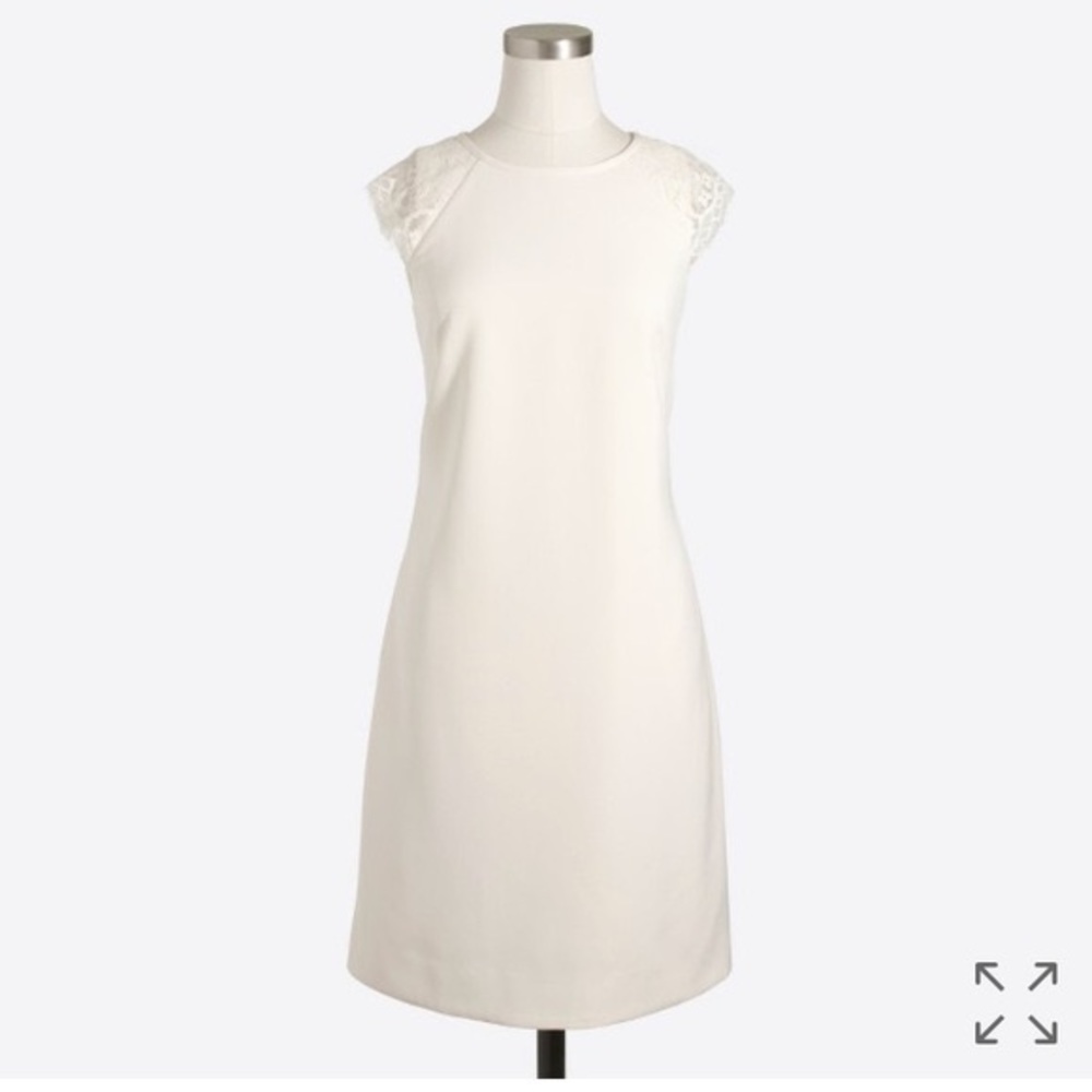J.Crew Factory lace cap sleeved dress 4P ivory